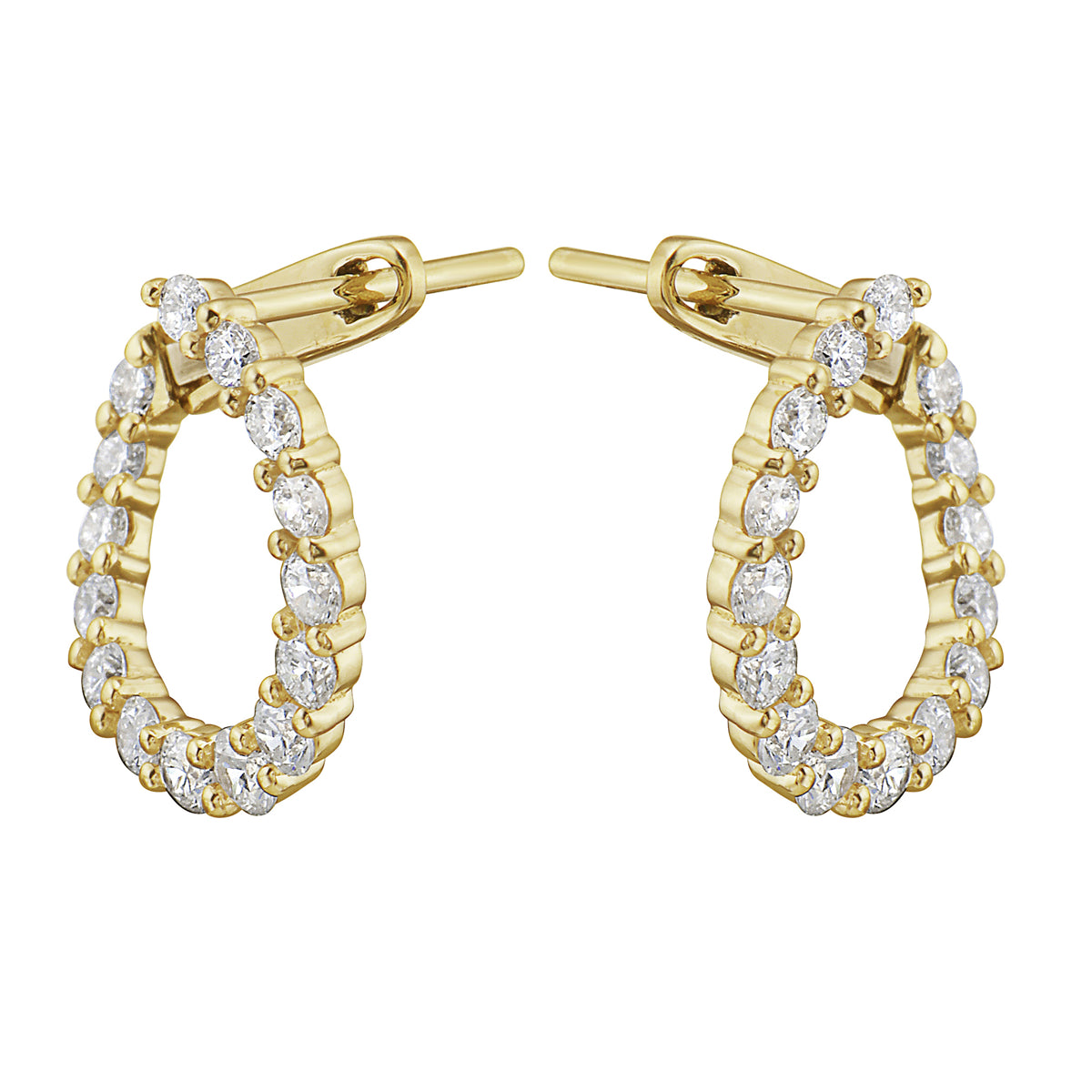 14K Yellow Gold Halo Earring, 0.99ct