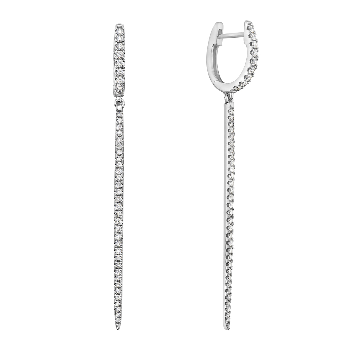 White Gold Spike Hoop Earrings