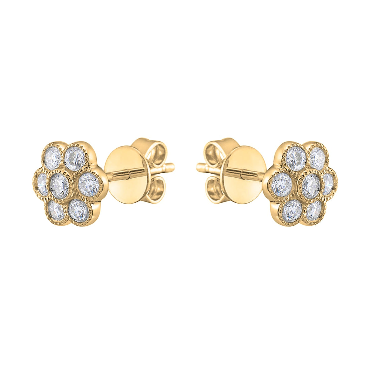 Bezel Flower Stud, 0.31ct