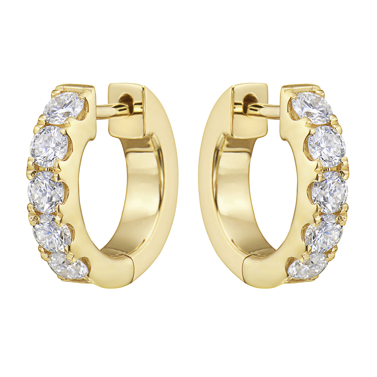 14K Yellow Gold Bulky Mini Hoop Earrings, 0.59ct