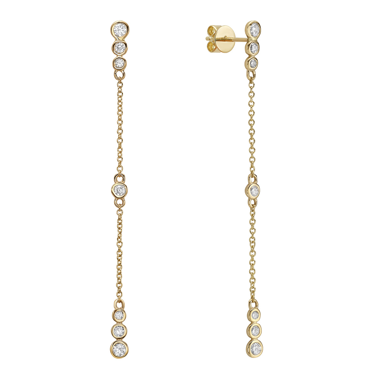 14K Yellow Gold Dangling Chain Link Earring