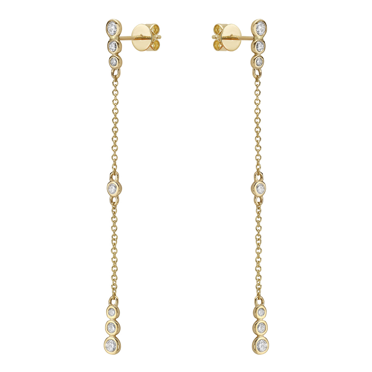 14K Yellow Gold Dangling Chain Link Earring