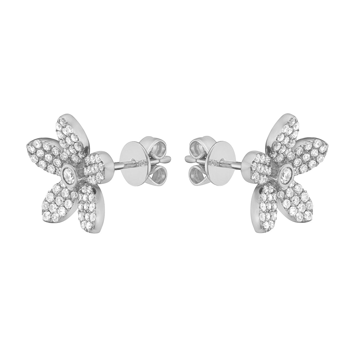 14K White Gold Diamond Earrings, Round, 0.46ct