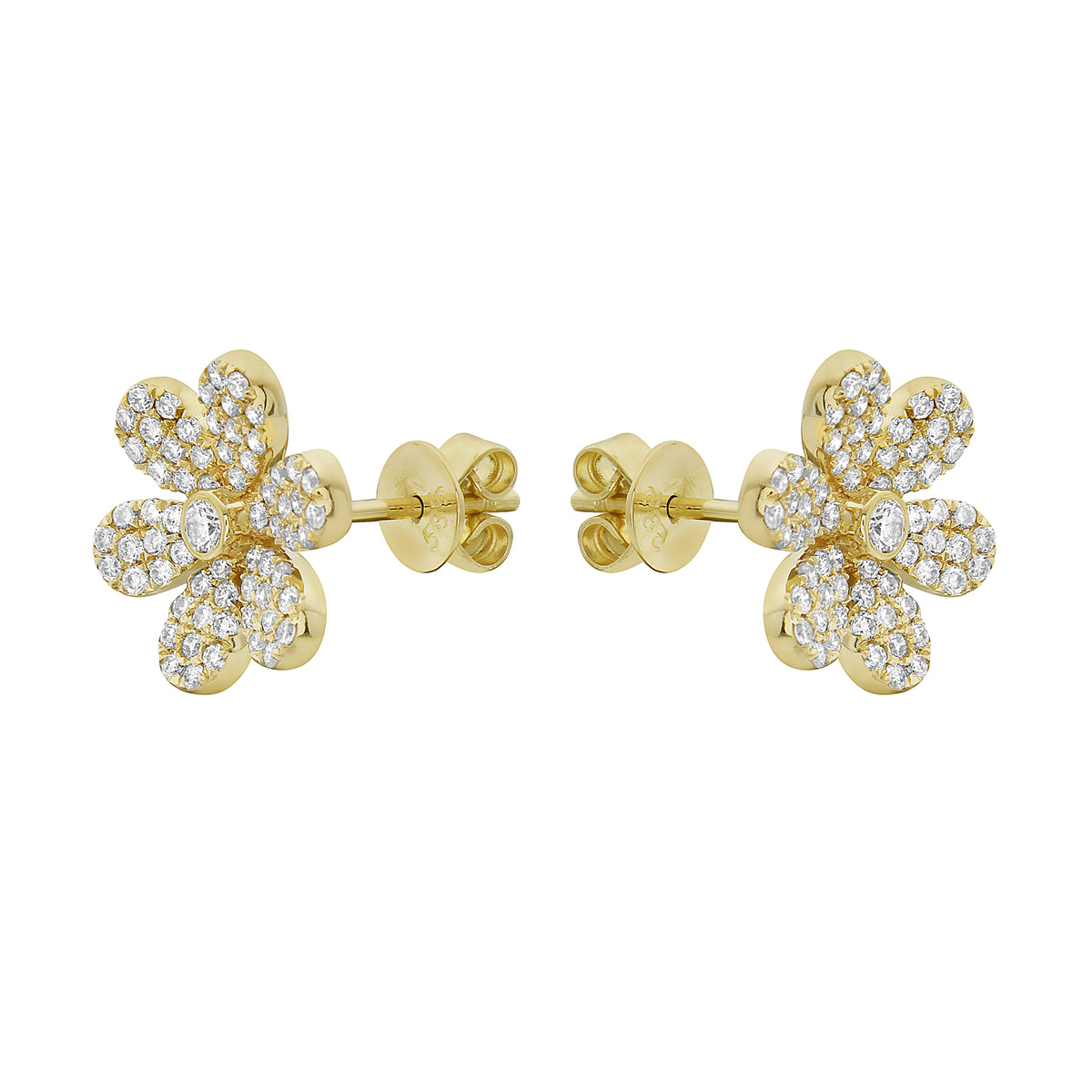 14K Yellow Gold Diamond Flower Studs, 0.52ct