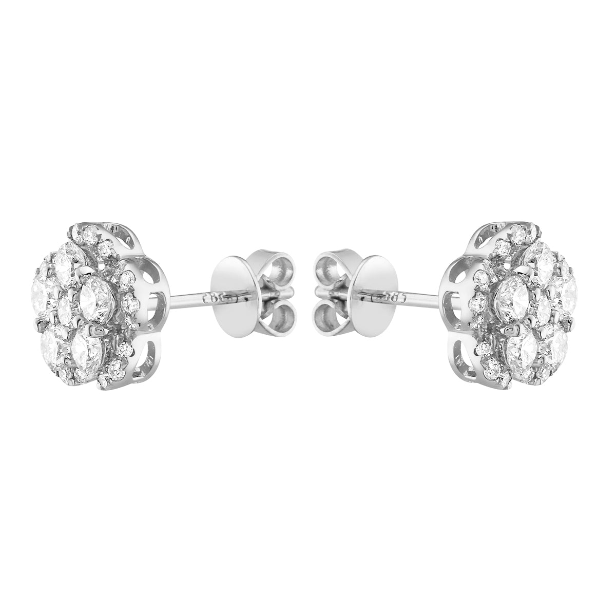 White Gold Flower Diamond Studs