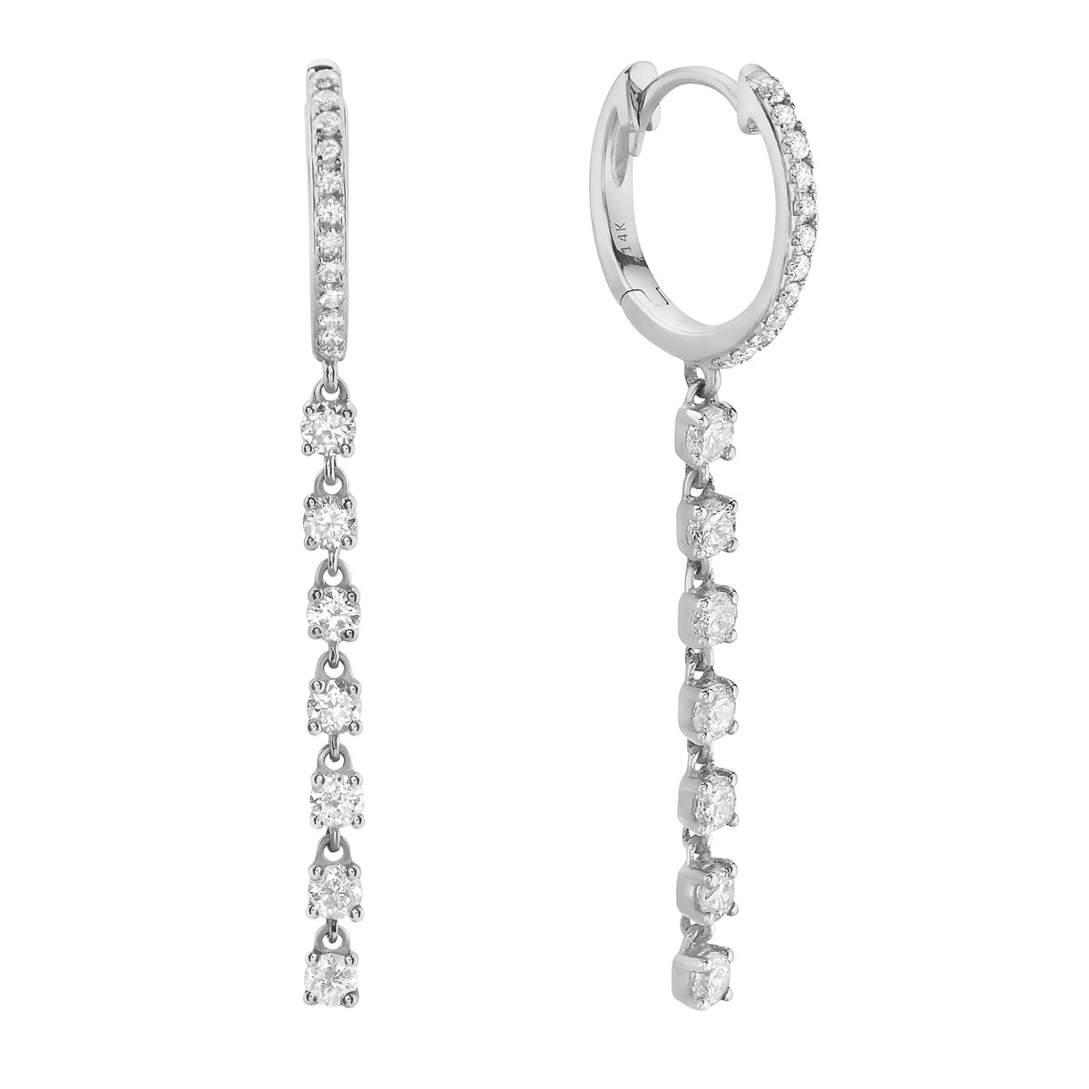 E055277 - Earring 18KW/3.5G 14RD-0.63CT 24RD-0.30CT
