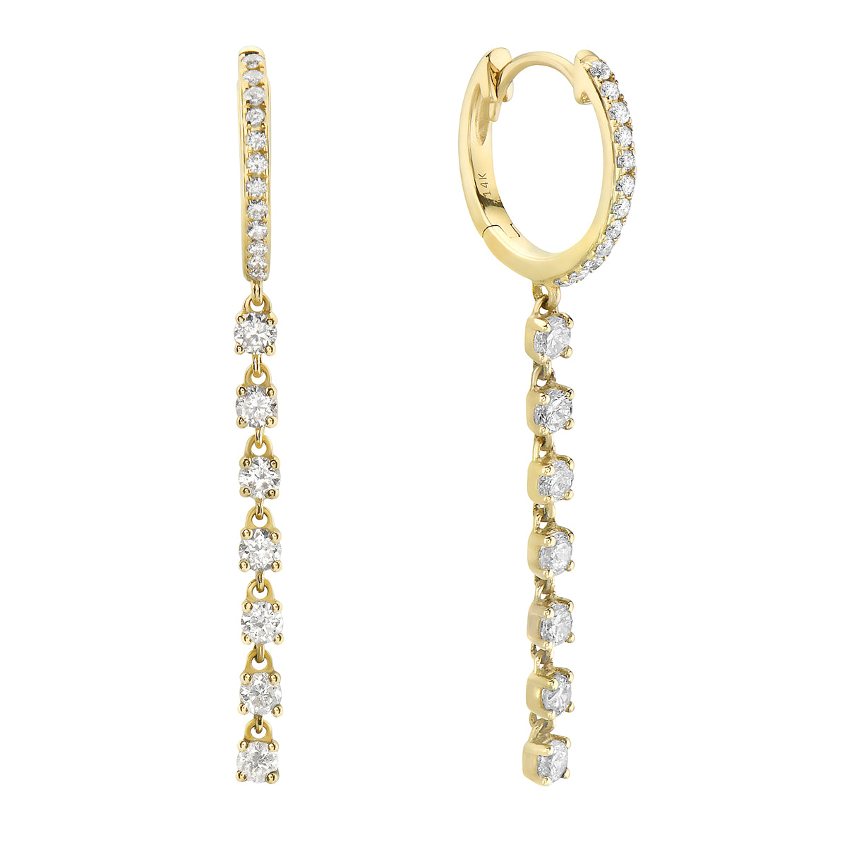 18K Yellow Gold Diamond Earrings, 0.93ct