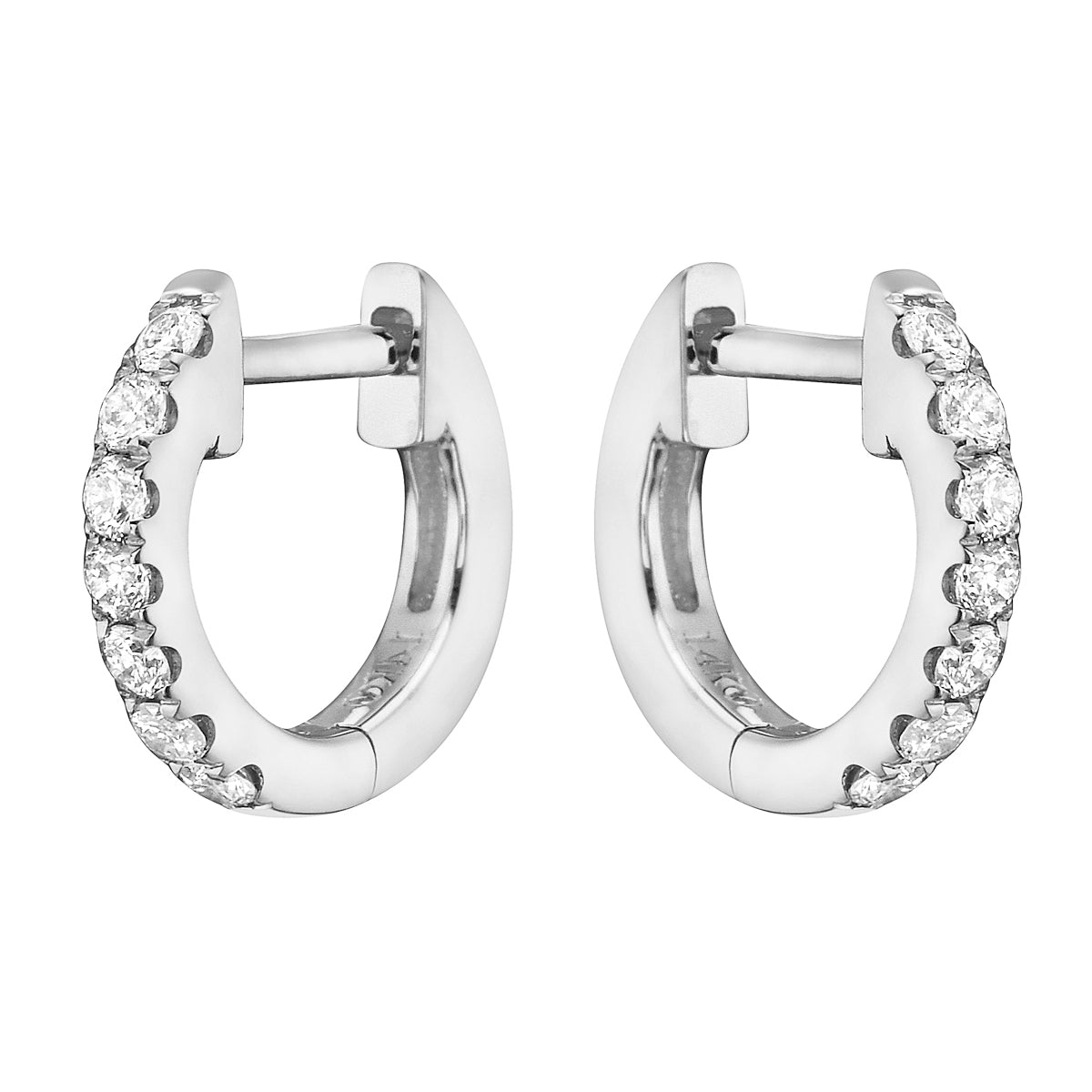 0.16 CT White Gold 10mm Diamond Huggie Earrings - Large, 0.16ct