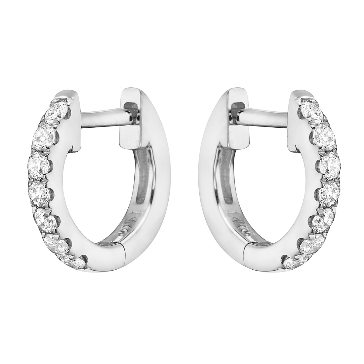 0.16 CT White Gold 10mm Diamond Huggie Earrings - Large, 0.16ct