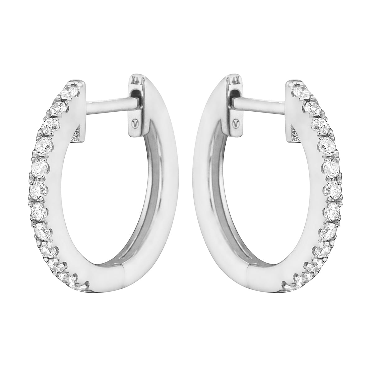 0.17 CT White Gold 14mm Diamond Huggie Earrings - Small, 0.17ct