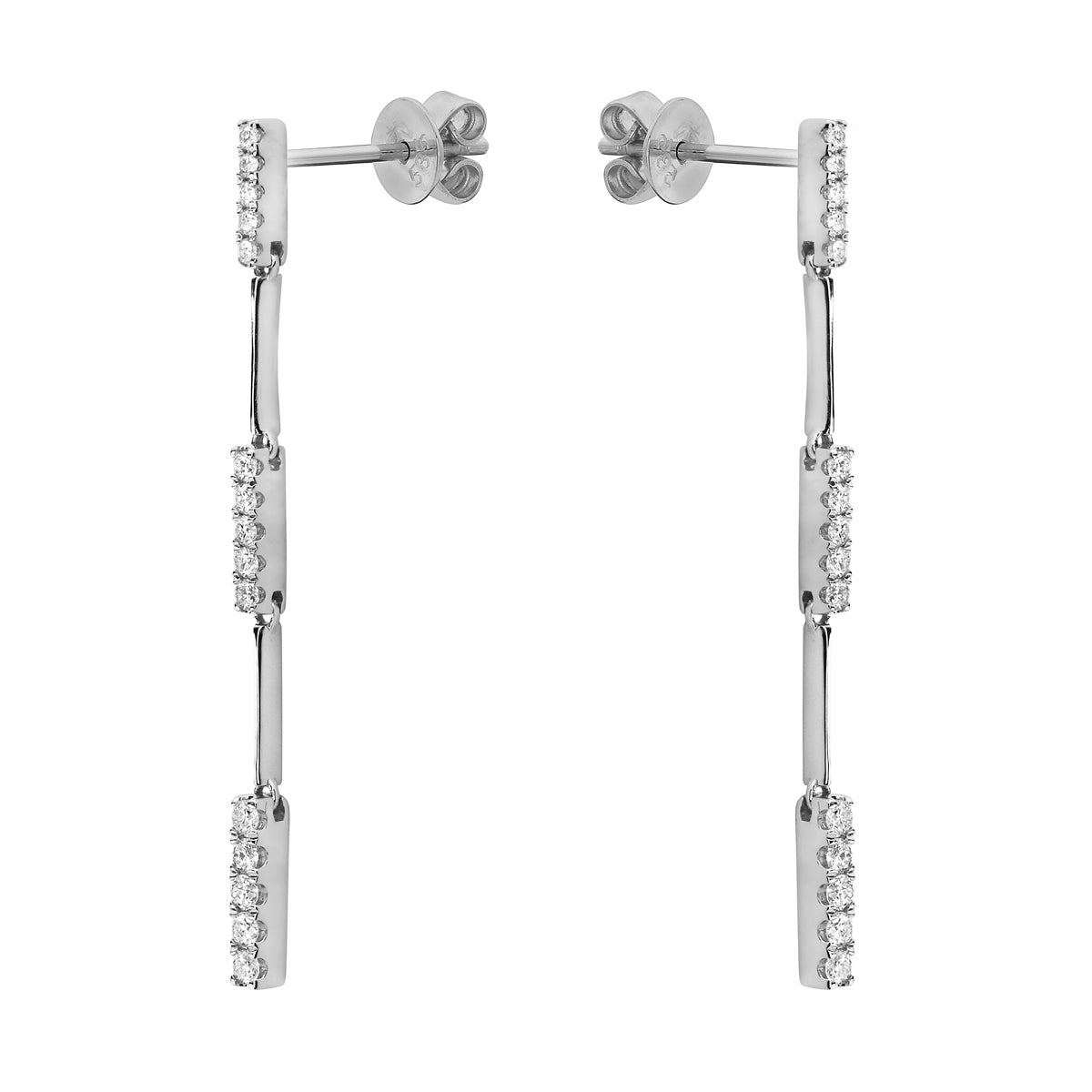 White Gold Diamond Link Drop Earrings, 0.48ct