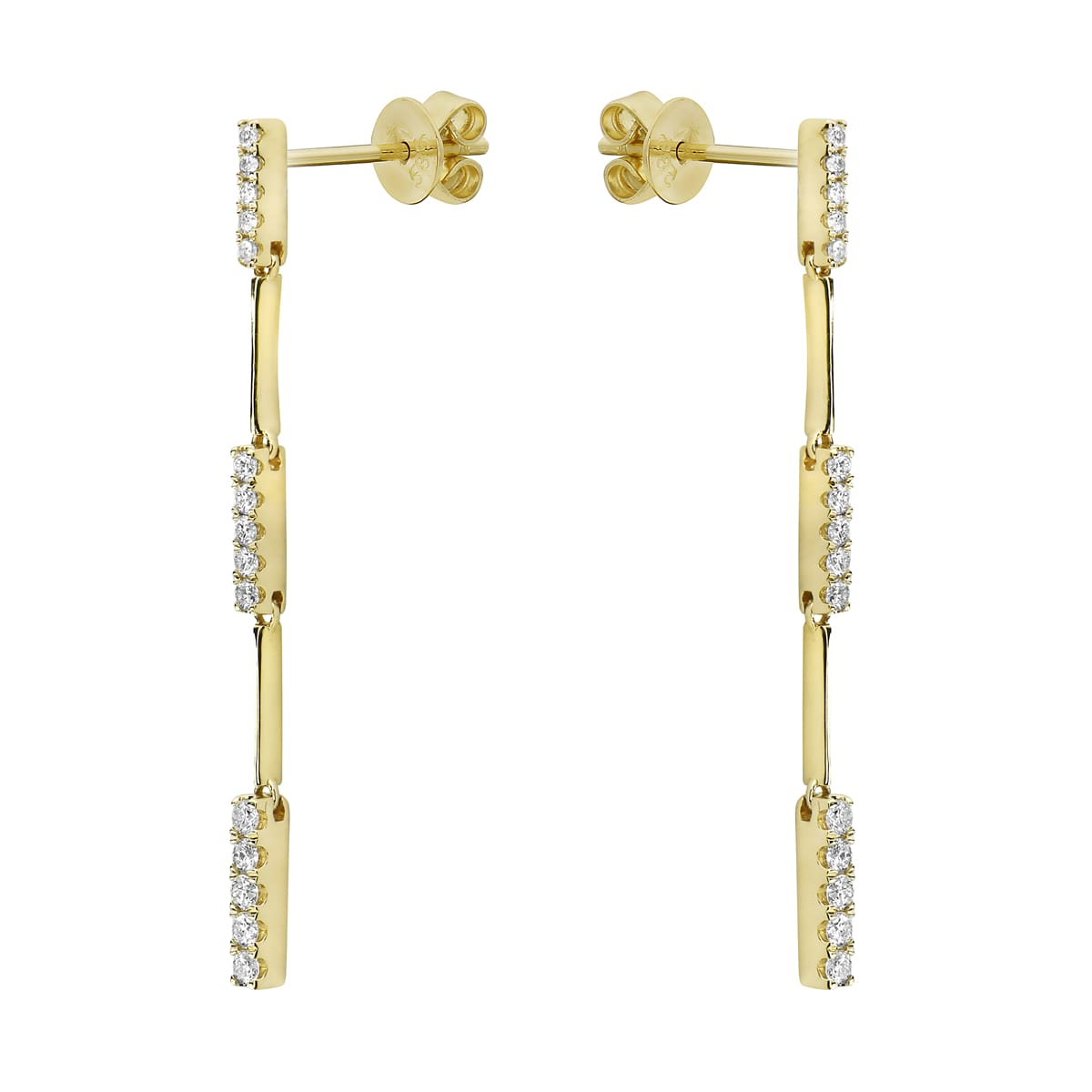 14K Yellow Gold Diamond Link Drop Earrings, 0.48ct