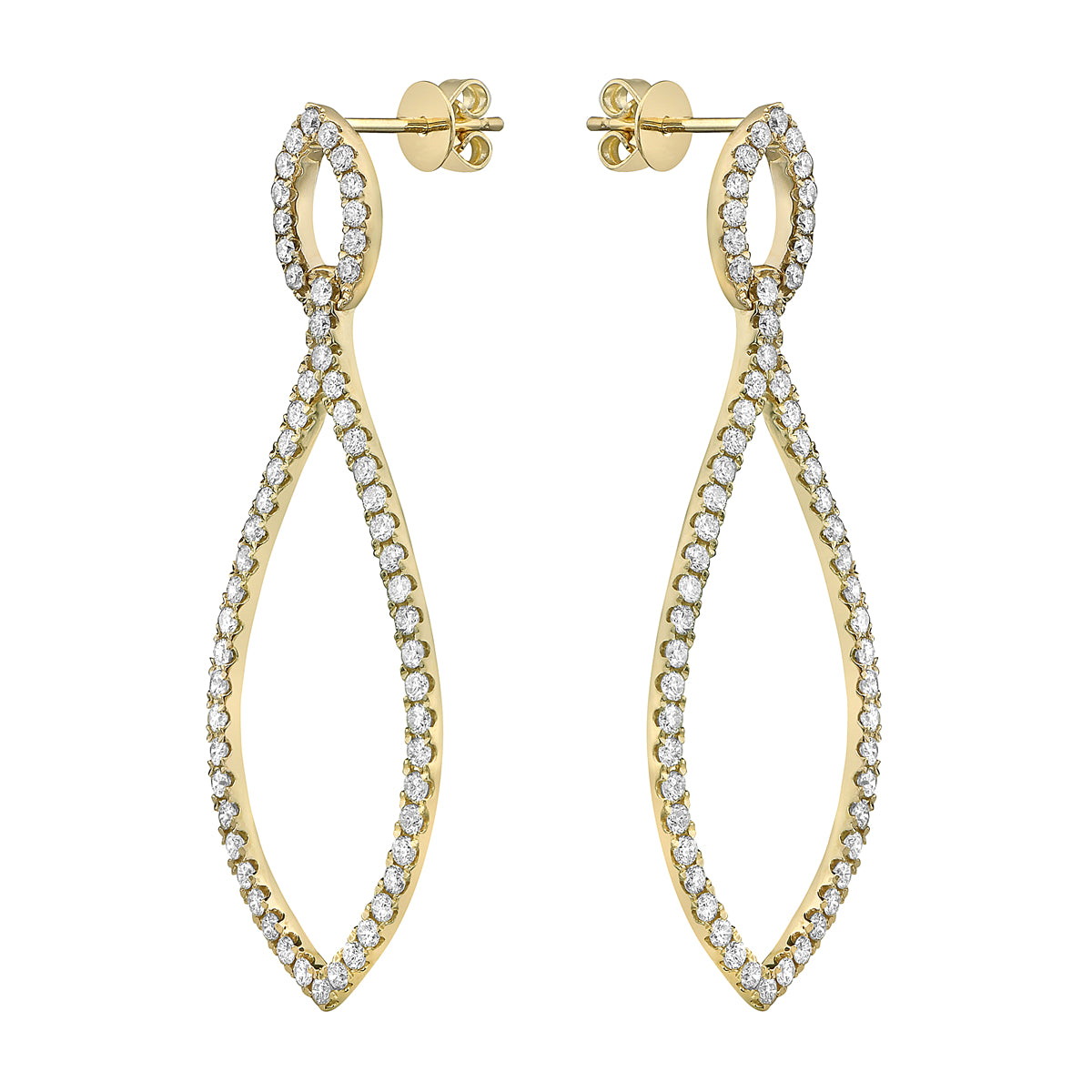 14K Yellow Gold Drop Earrings, 1.41ct