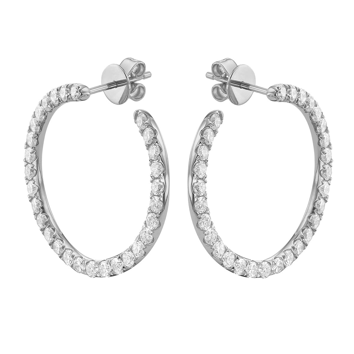 18K White Gold Diamond Earrings, 0.38ct