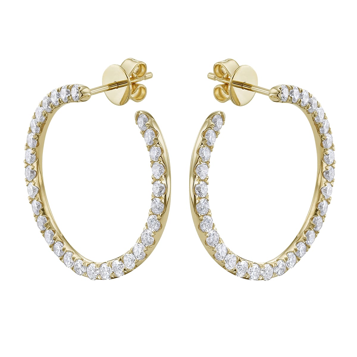 14K Yellow Gold Diamond Earrings, 1.25ct