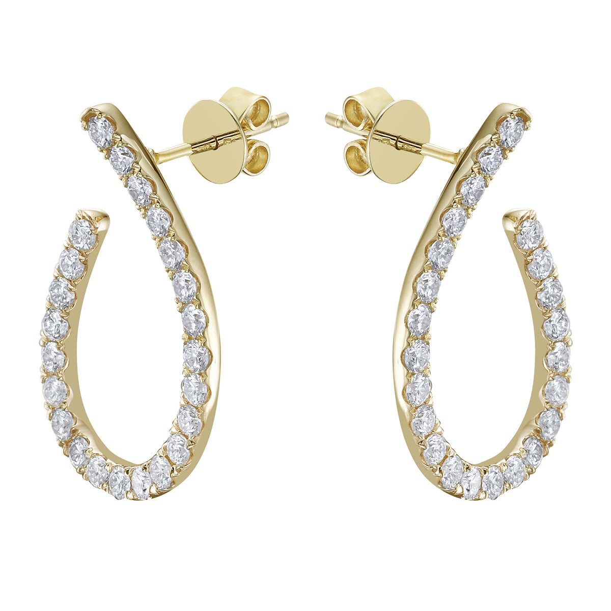 14K Yellow Gold Diamond Earrings, 0.98ct