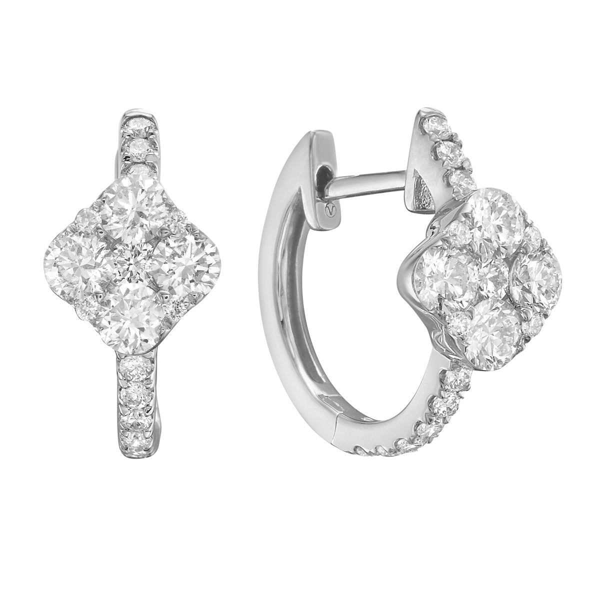 E055618 - Earrings 18KW/2.0G 8RD-0.59CT 28RD-0.23CT