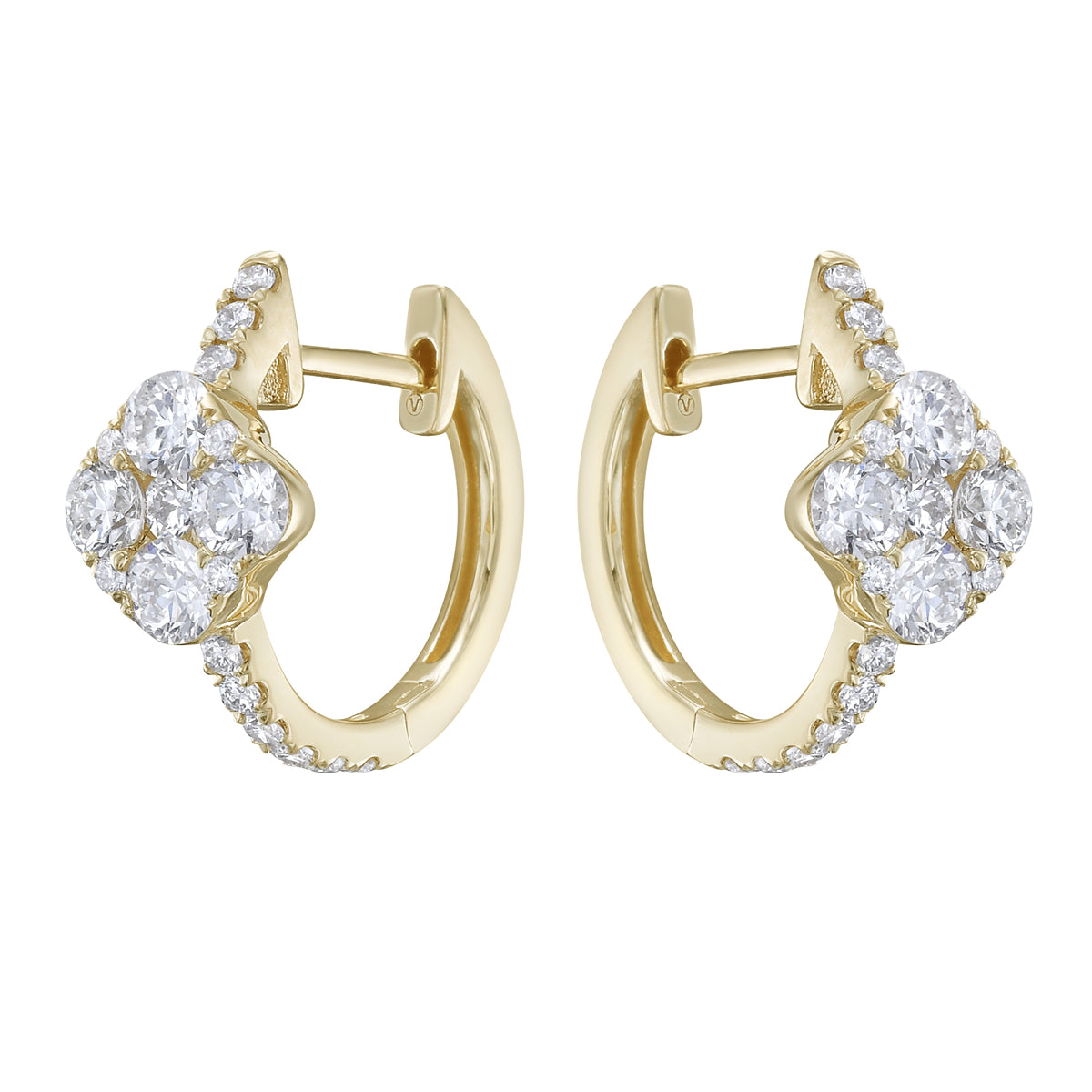 14K Yellow Gold Round Diamond Earrings, 0.85ct
