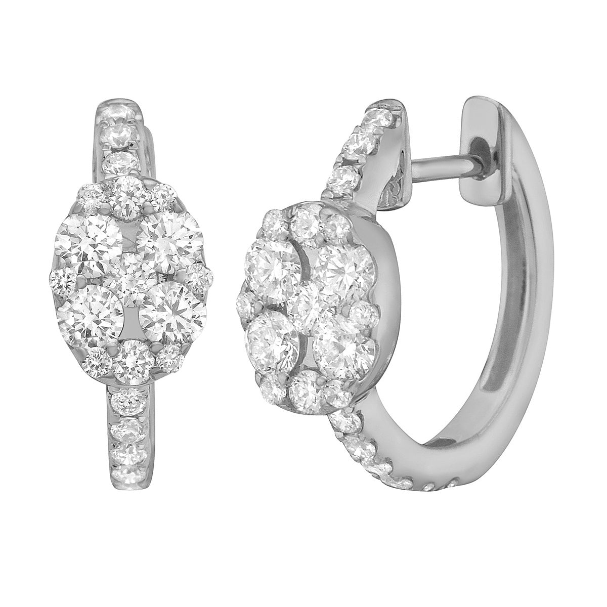 18K White Gold Diamond Earrings, 0.61ct