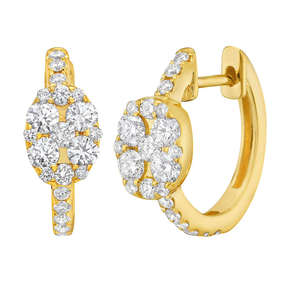 14K Yellow Gold Diamond Earrings, 0.62ct