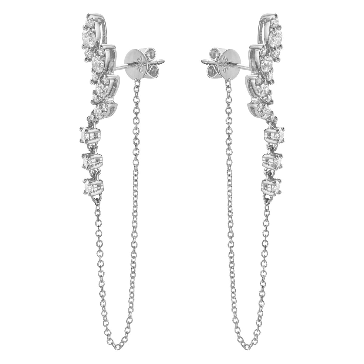 14K White Gold Diamond Earrings, 0.75ct