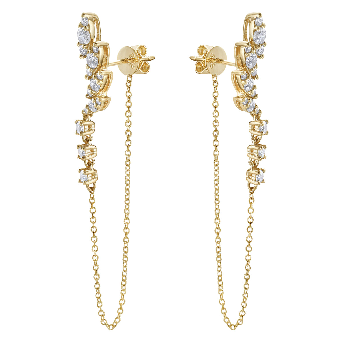 14K Yellow Gold Diamond Earrings, 0.75ct