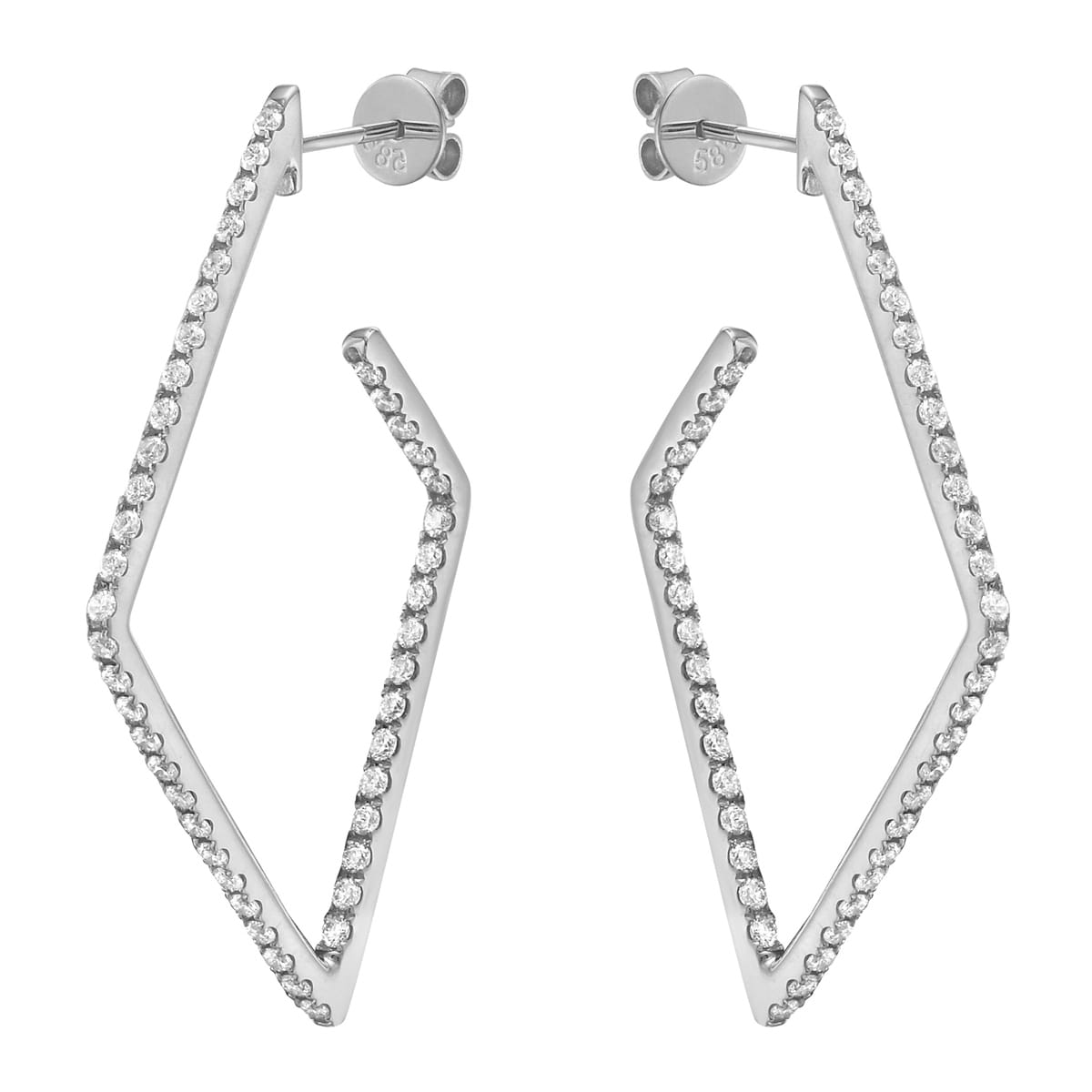 14K White Gold Diamond Earrings, 1.06ct