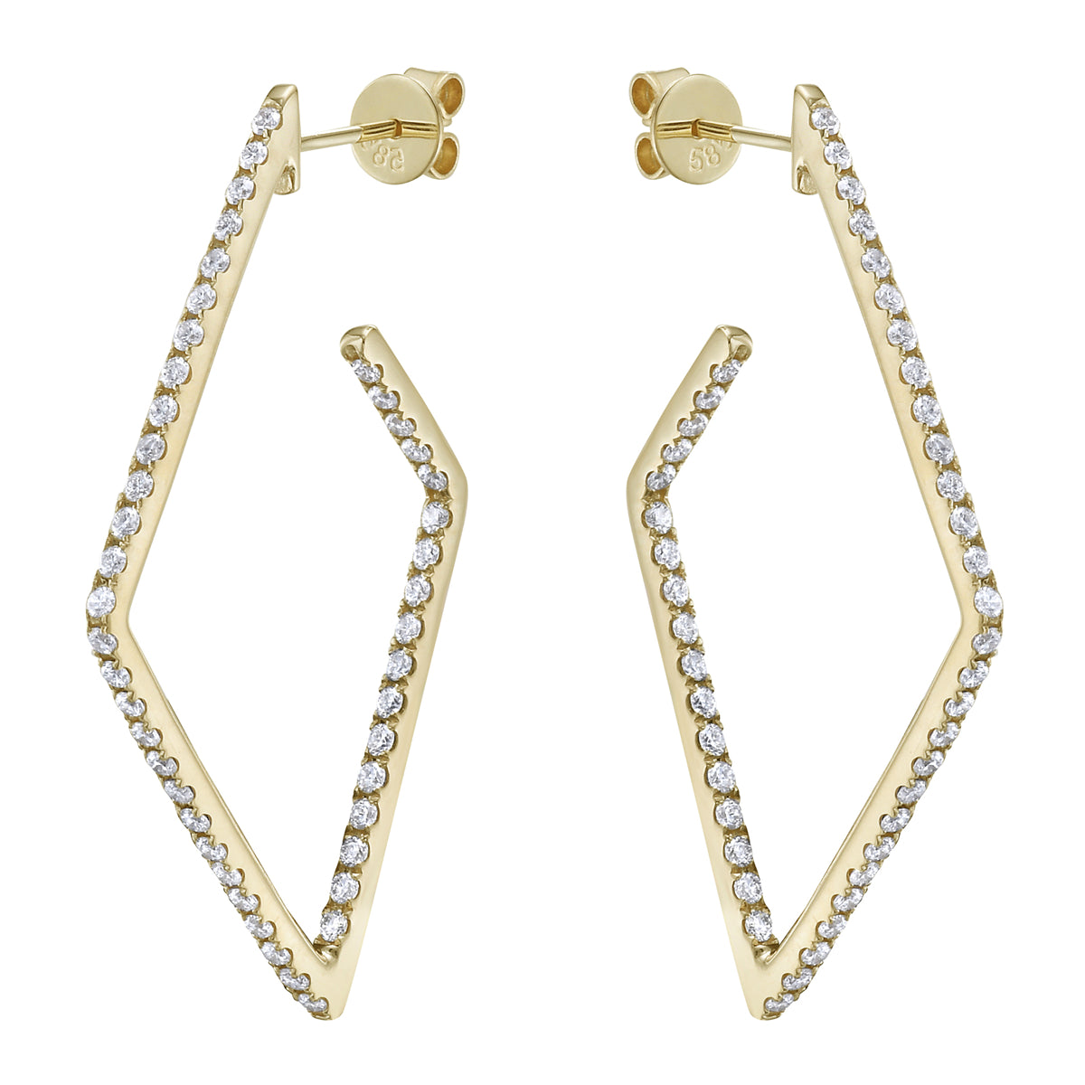 14K Yellow Gold Diamond Earrings, 0.96ct