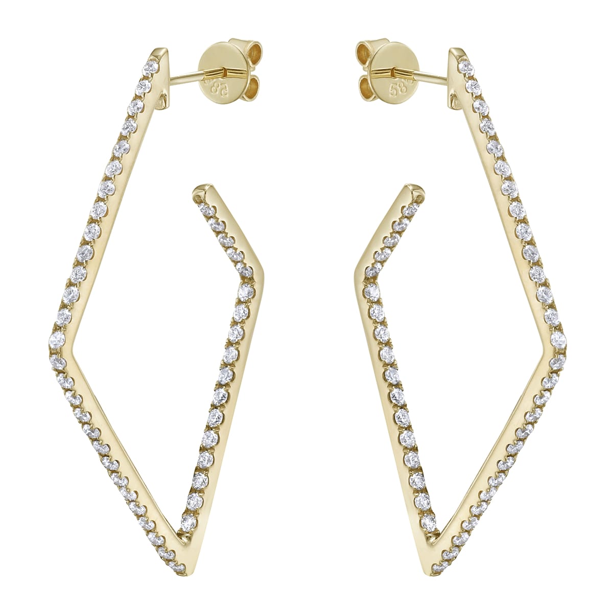 14K Yellow Gold Diamond Earrings, 0.96ct