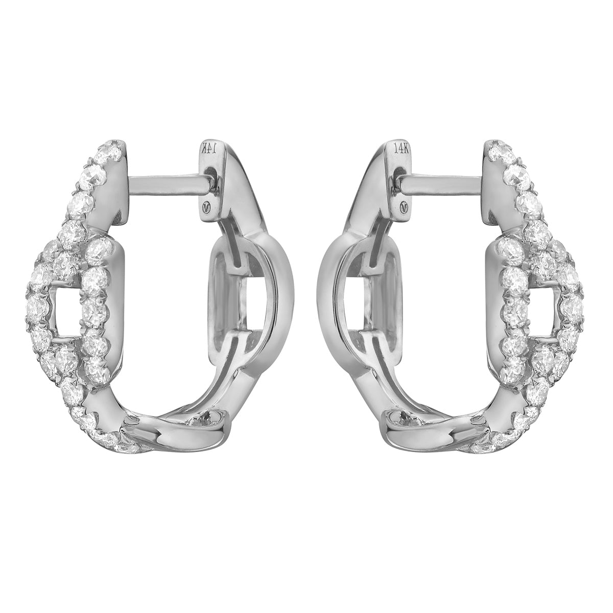 14K White Gold Diamond Earrings, 0.43ct