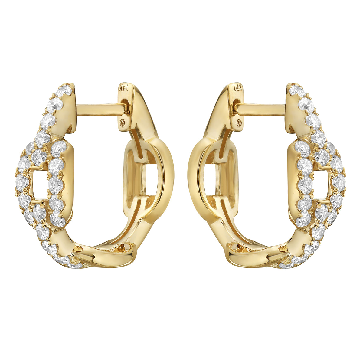 14K Yellow Gold Diamond Earrings, 0.43ct