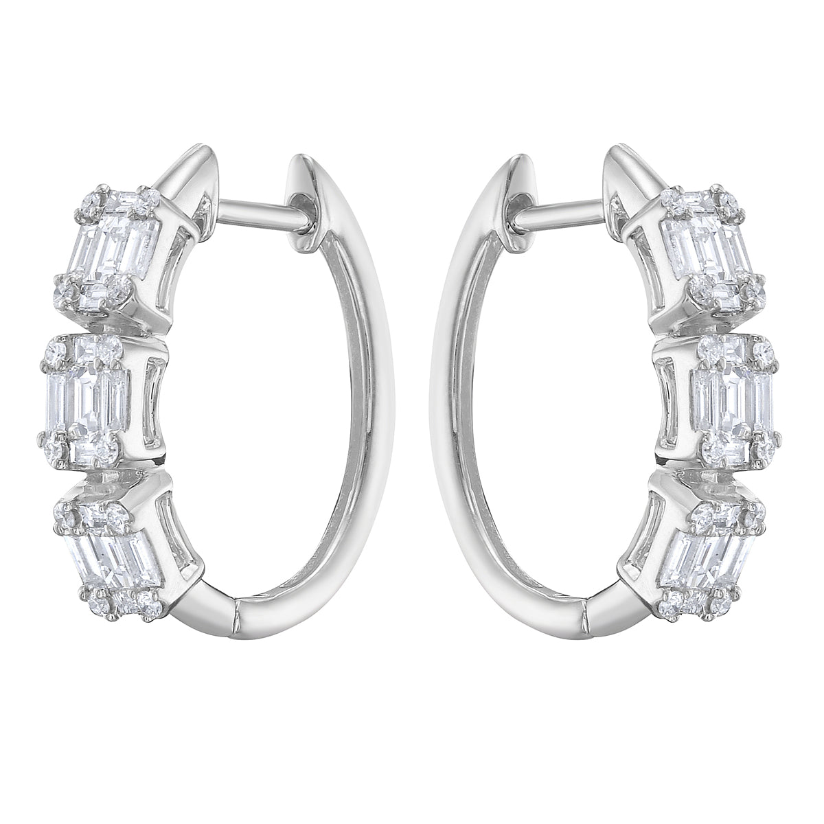 AE155639 - Earrings 14KW/3.2G 24RD-0.12CT 30BD-0.64CT