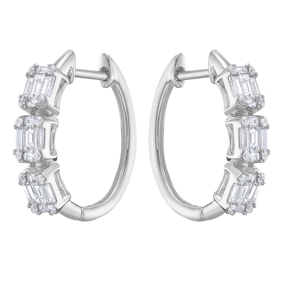 14K White Gold Diamond & Blue Diamond Earrings, 0.76ct