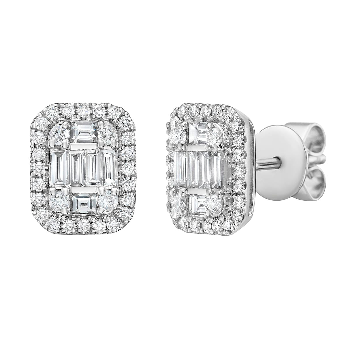 14K White Gold Diamond Earrings, 0.36ct