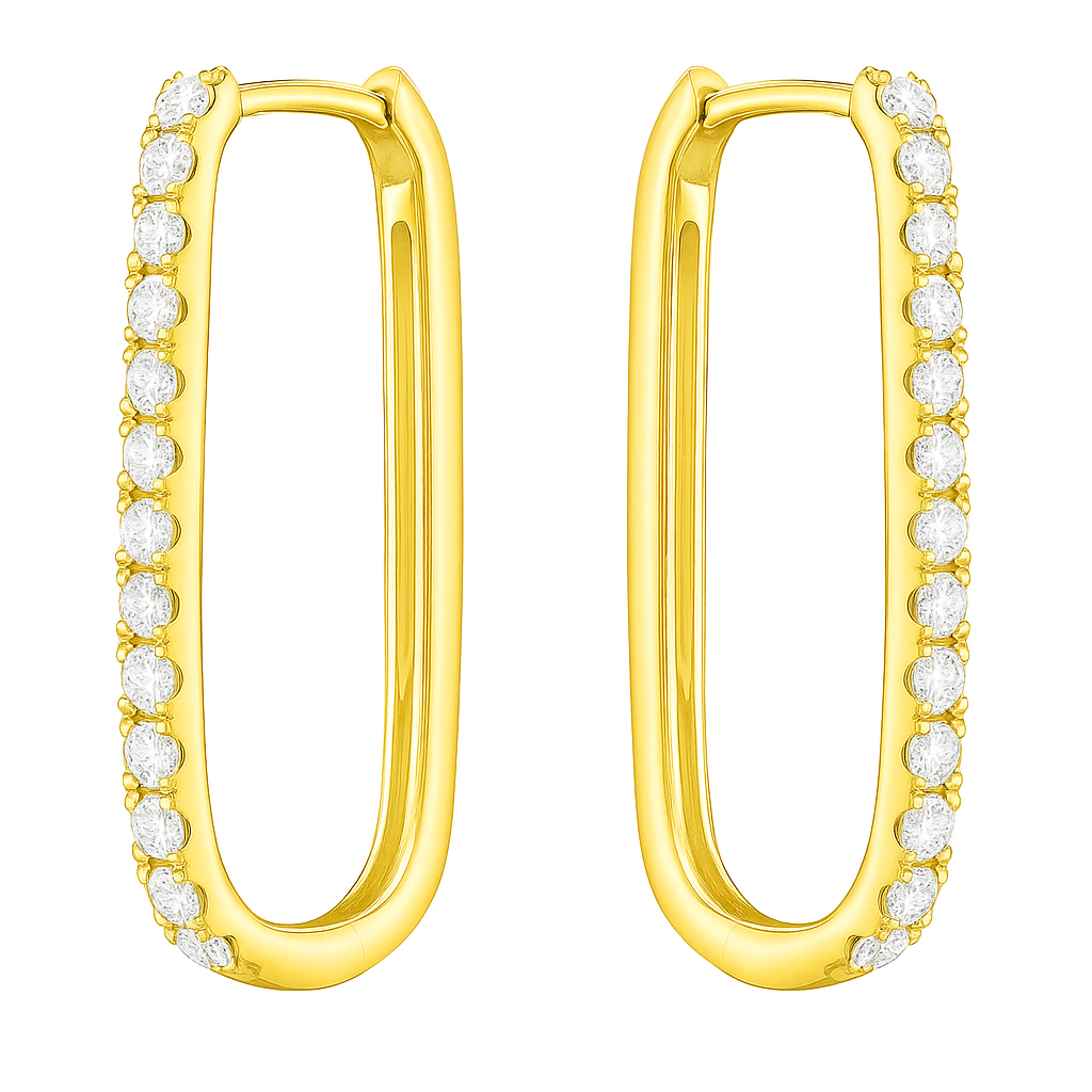 14K Yellow Gold Diamond Earrings, 0.45ct