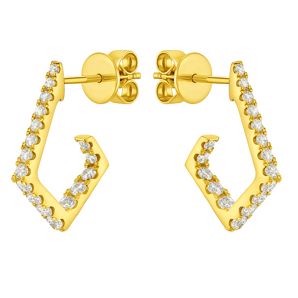 14K Yellow Gold Diamond Earrings, 0.62ct
