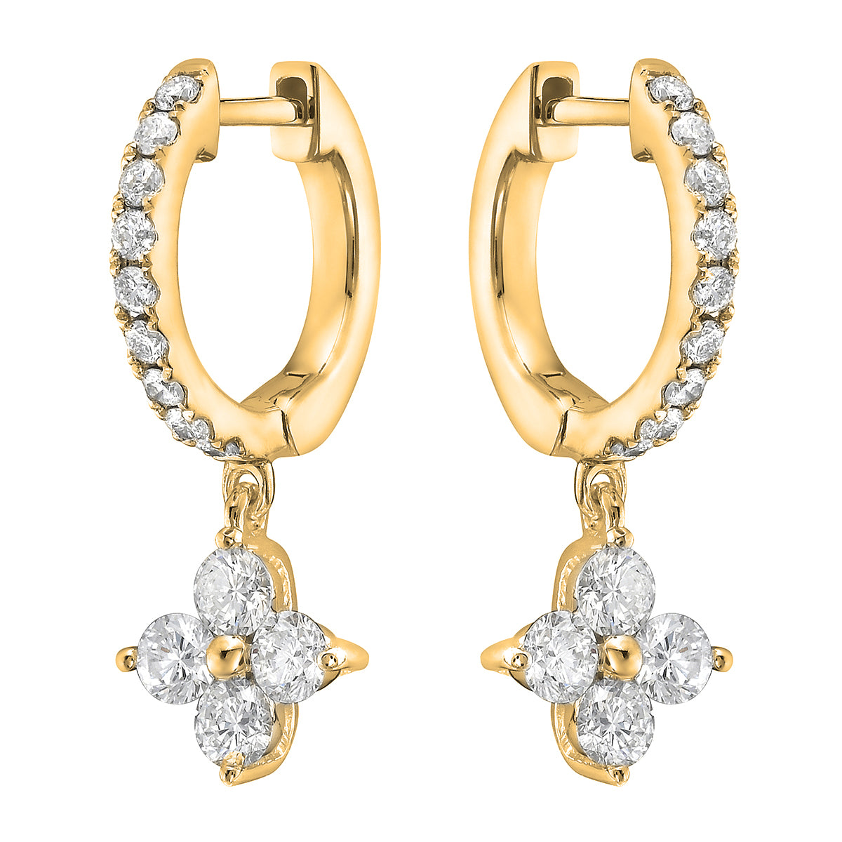 14K Yellow Gold Diamond Earrings, 0.91ct