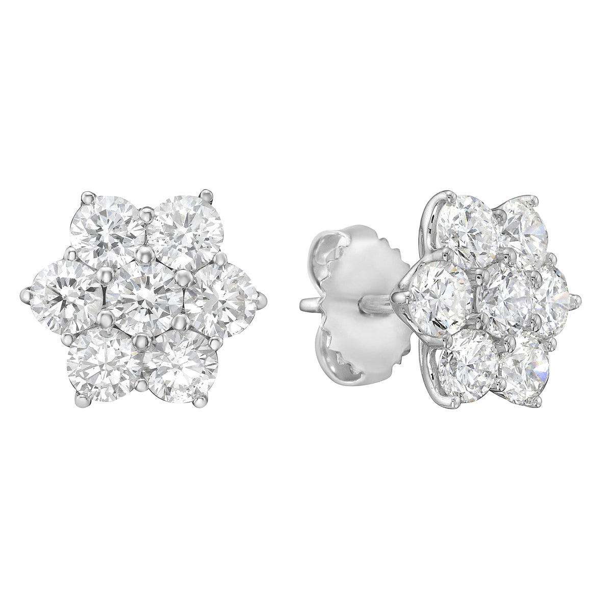 18K White Gold Diamond Studs Earrings, 2.24ct