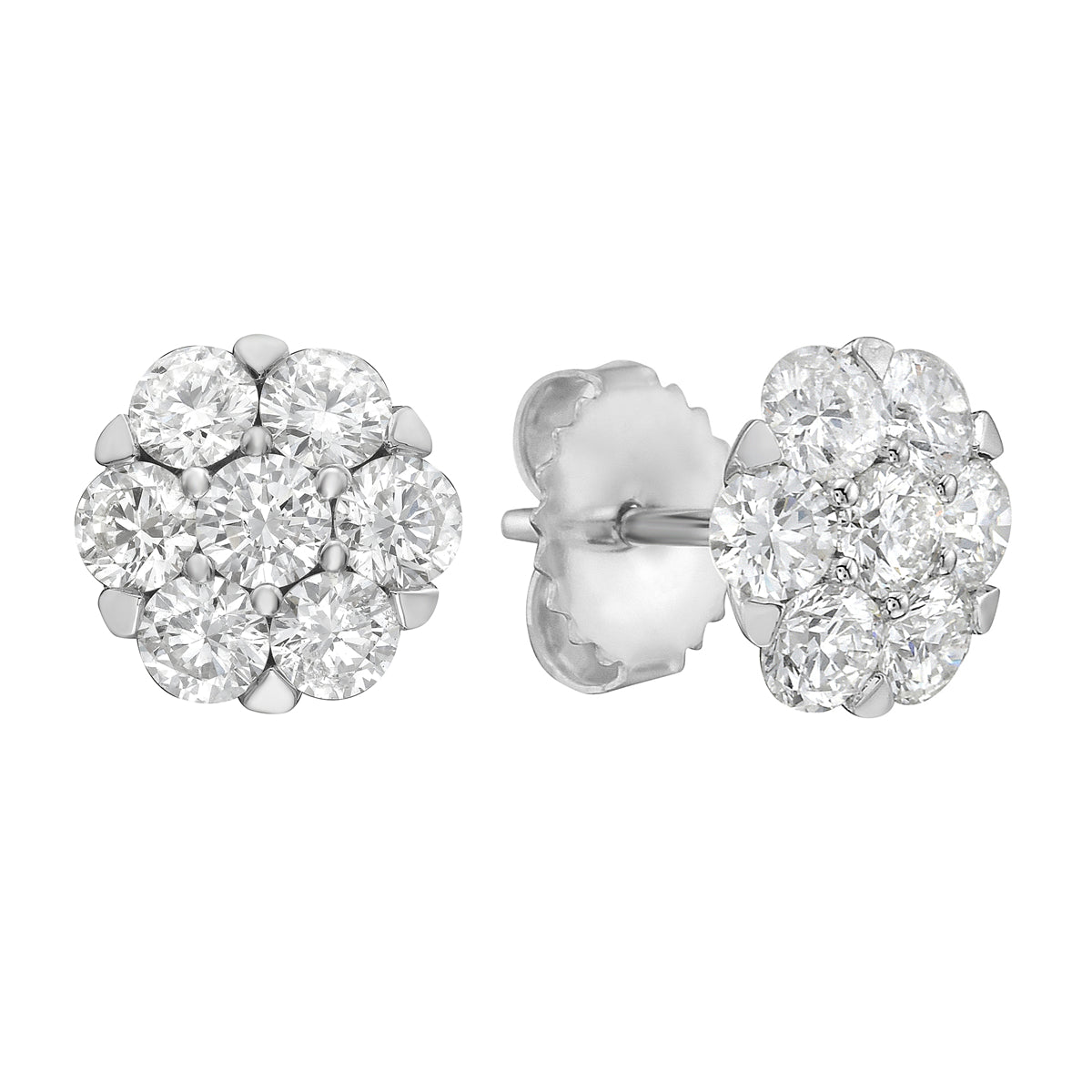 18K White Gold Diamond Studs Earrings, 1.49ct