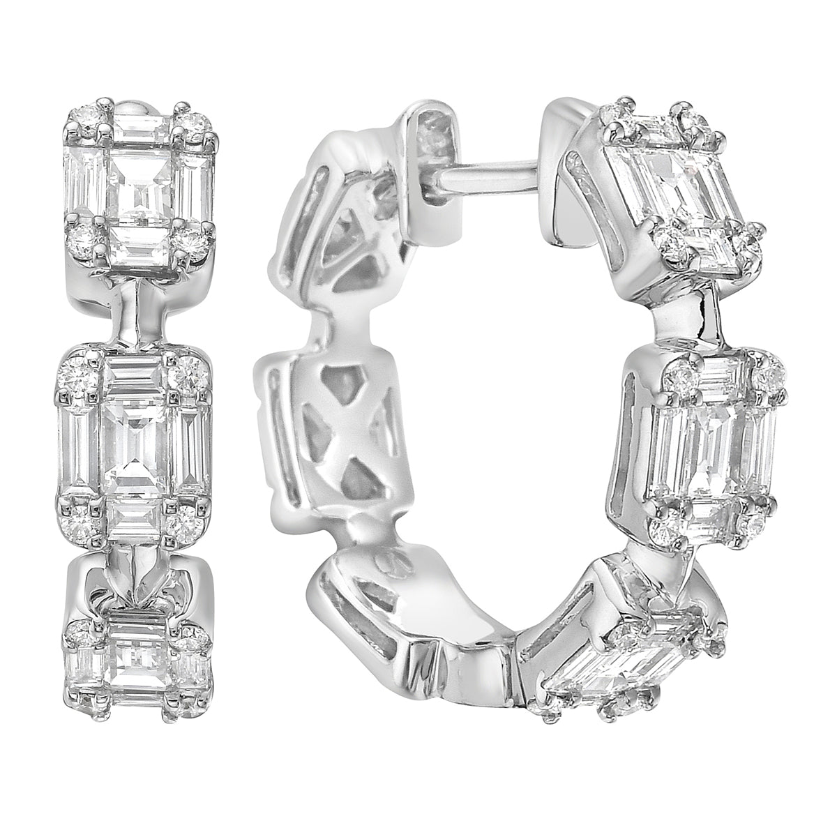 AE156052 - Earring 14KW/4.25G 24RD-0.11CT 30BD-0.75CT