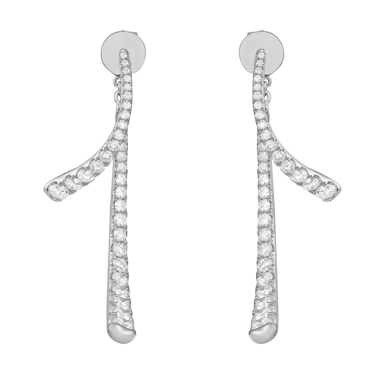 14K White Gold Diamond Earrings, 1.9ct