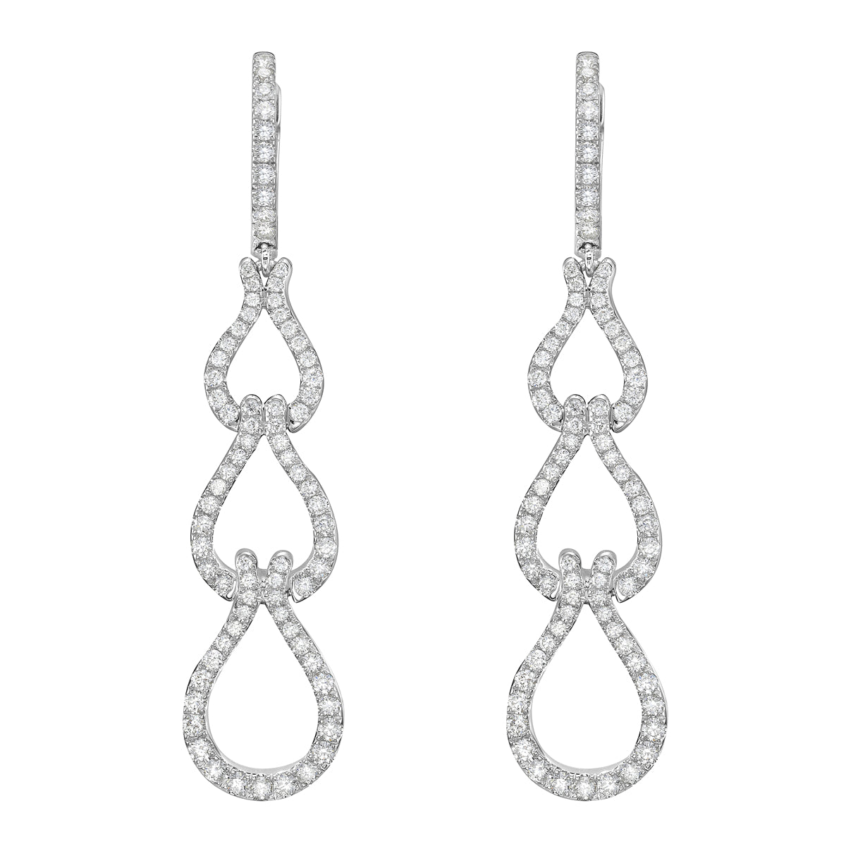 18K White Gold Diamond Earrings, 0.96ct