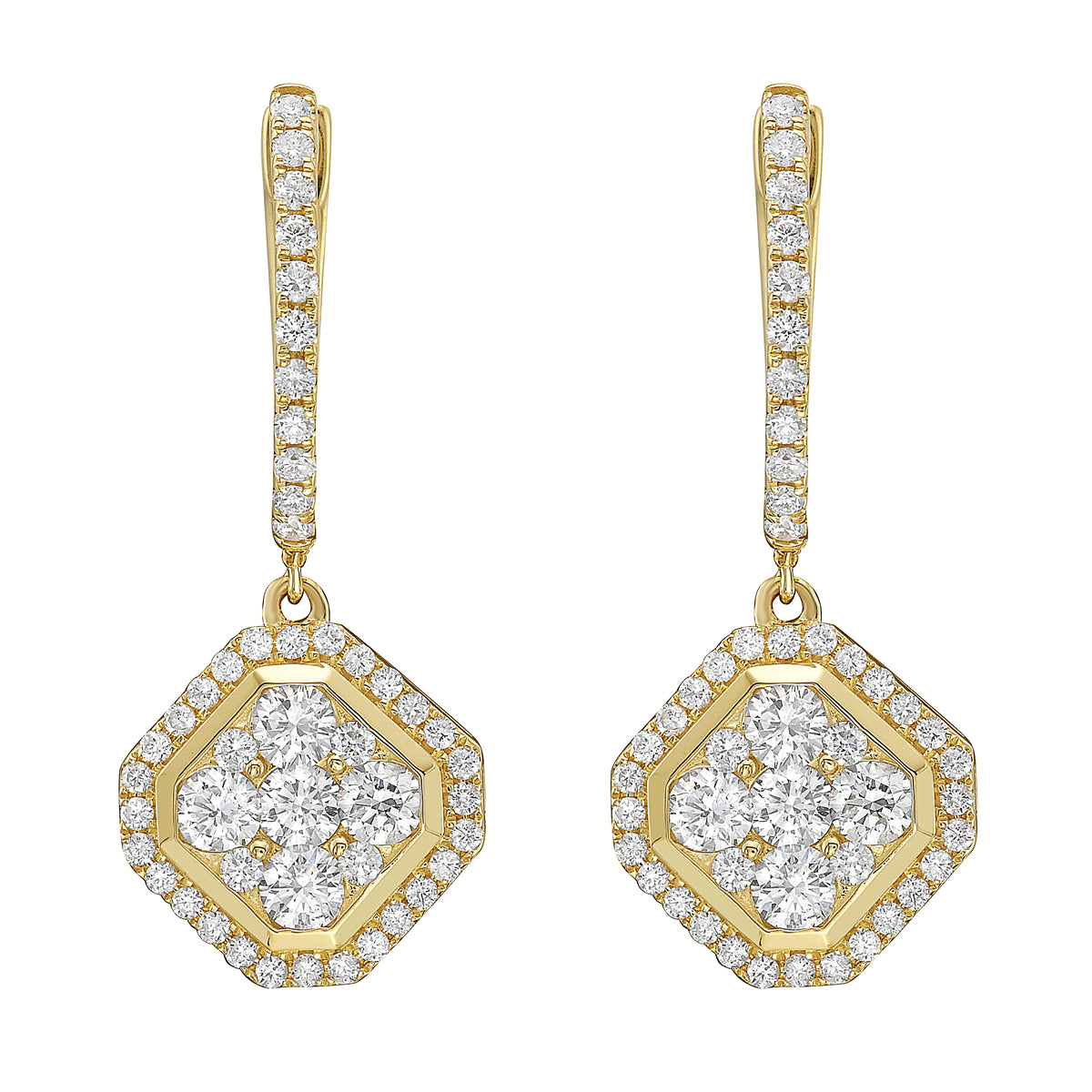 AE156149Y - Earrings 14KY/3.9G 10RD-0.78CT 86RD-0.54CT