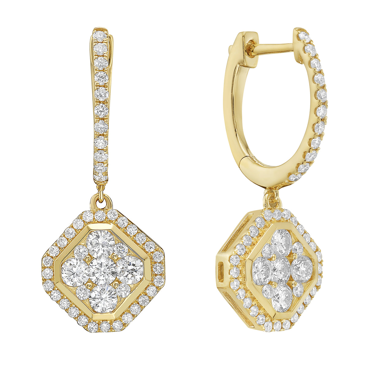 AE156149Y - Earrings 14KY/3.9G 10RD-0.78CT 86RD-0.54CT