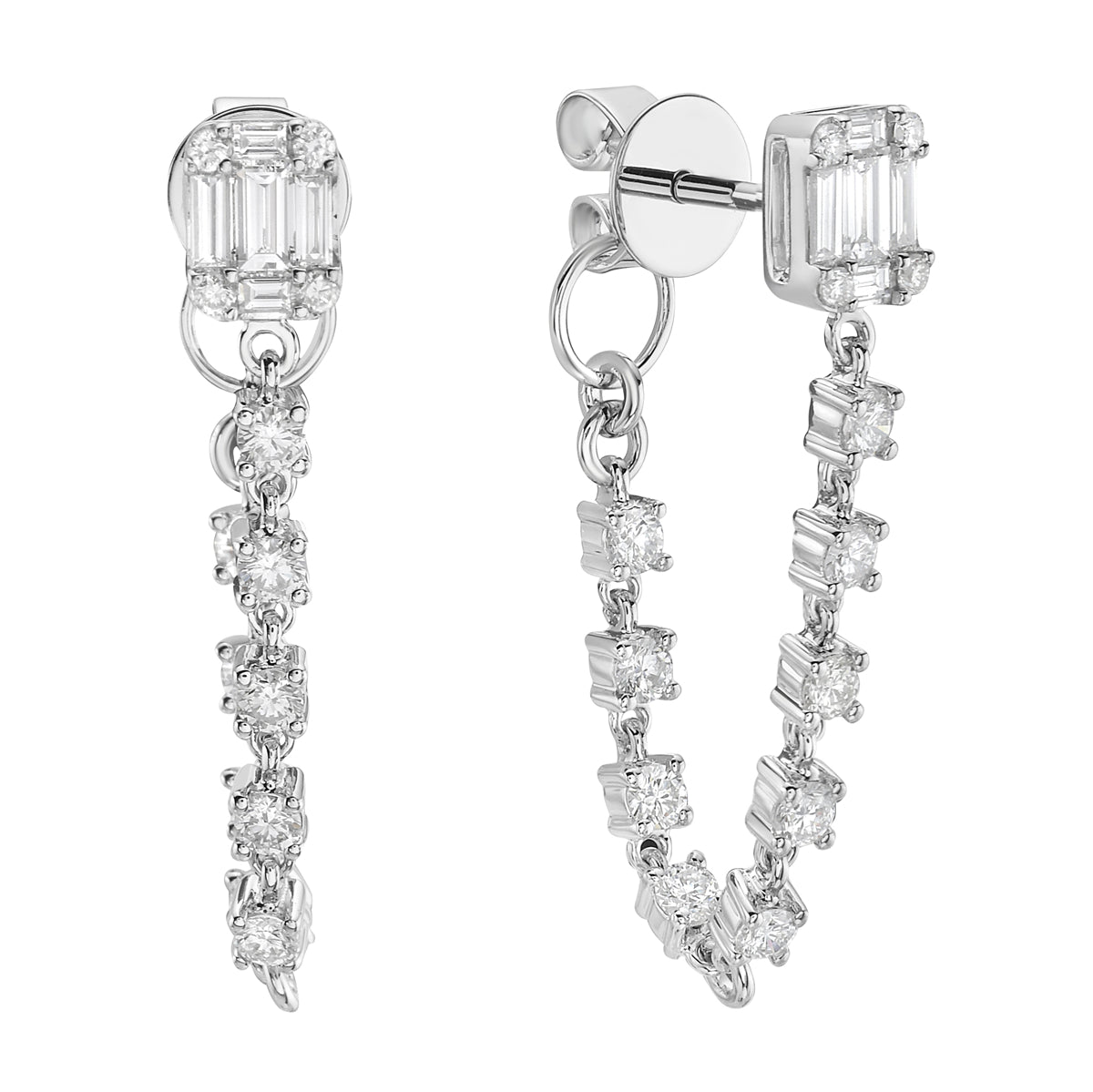 14K White Gold Diamond Earrings, 0.78ct