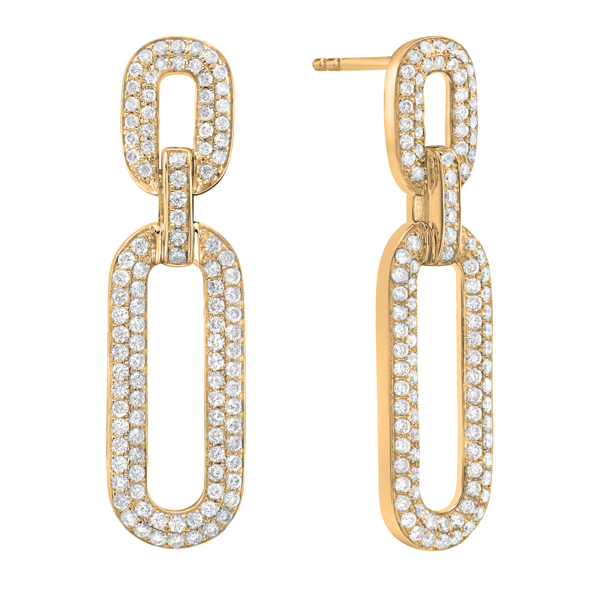 18K Yellow Gold Diamond Earrings, 1.11ct