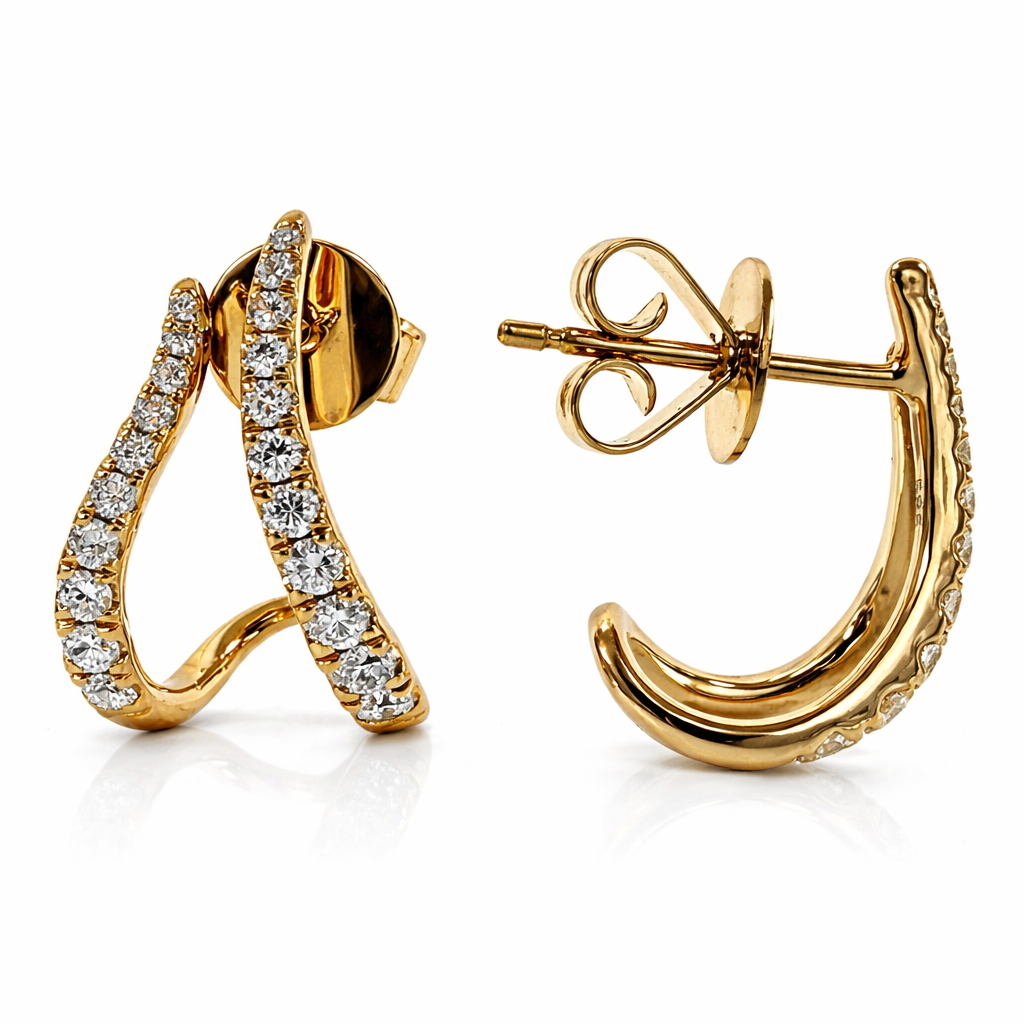 18K Yellow Gold Diamond Earrings, 1.26ct