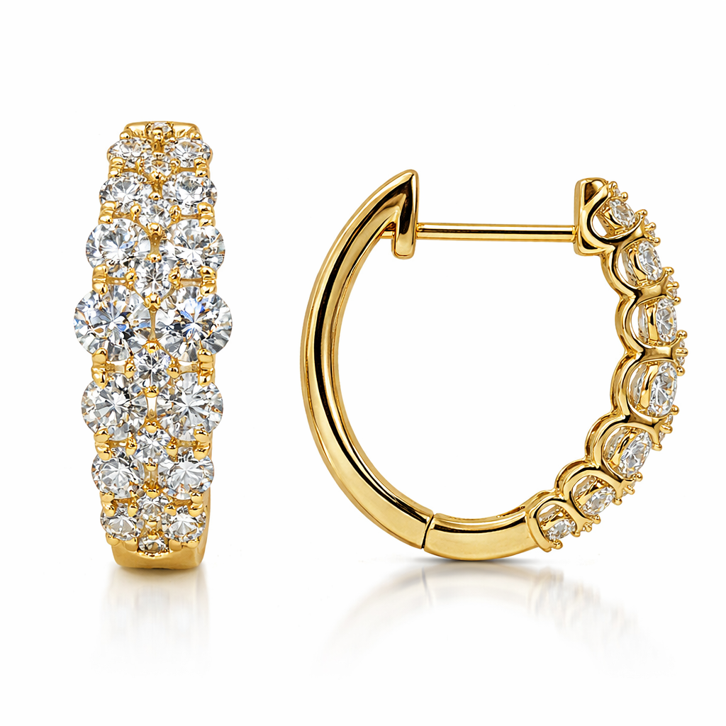 18K Yellow Gold Diamond Earrings, 1.3ct