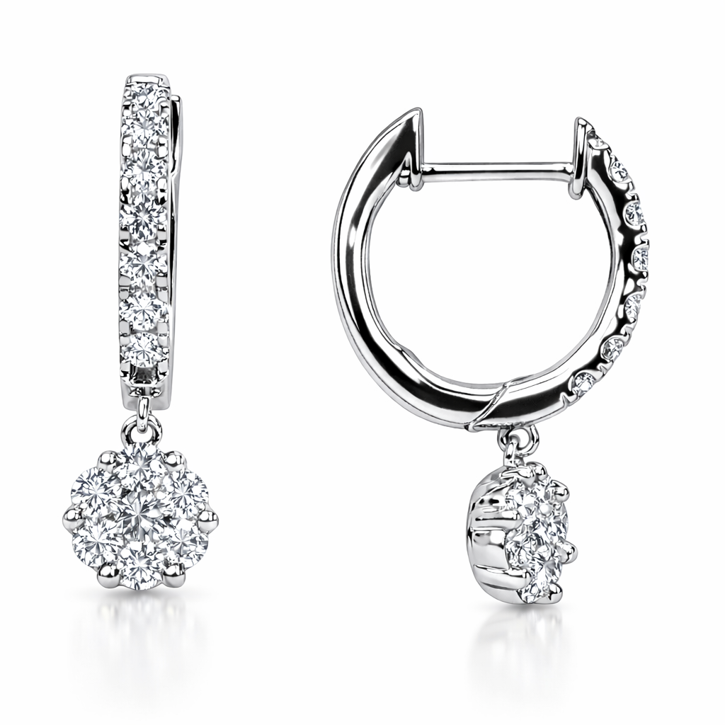 18K White Gold Diamond Earrings, 0.46ct