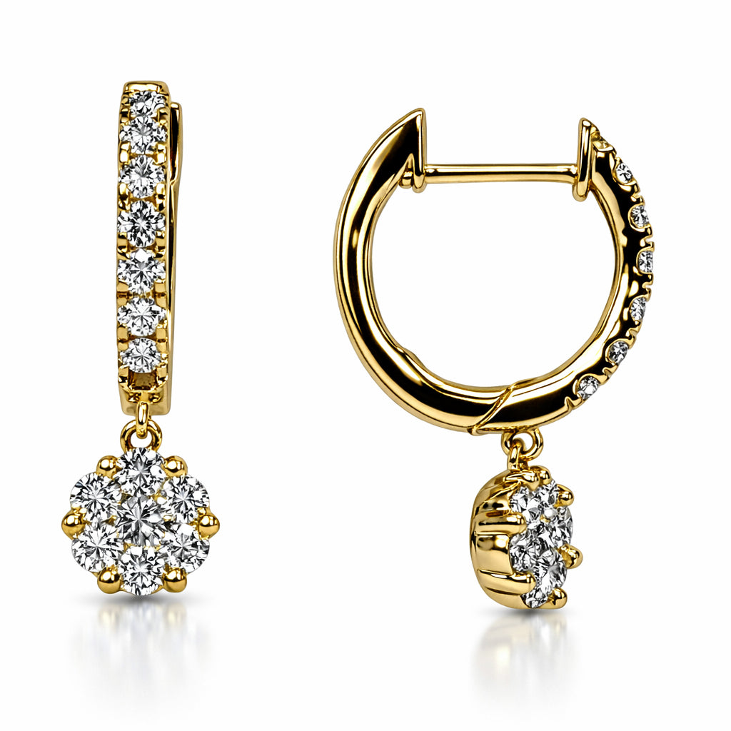 18K Yellow Gold Diamond Earrings, 0.46ct